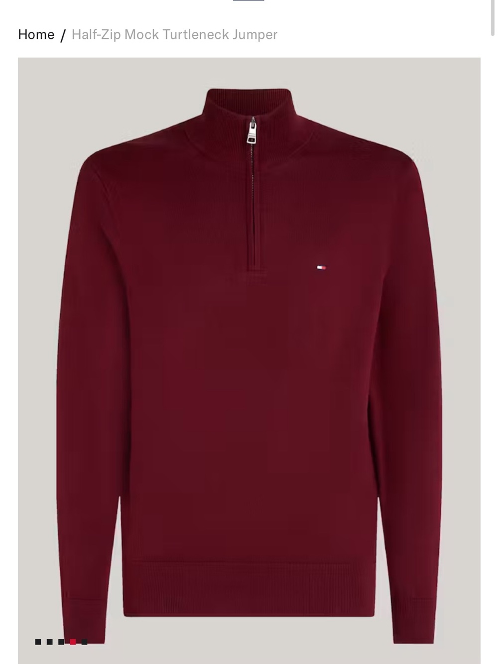 Tommy Hilfiger Men's Quarter-Zip Mock Turtleneck Sweater - Burgundy